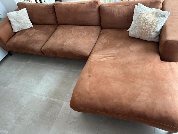 Bruine zetel, Huis en Inrichting, Zetels | Zetels, Gebruikt, Hoekbank, Driepersoons, 300 cm of meer, 75 tot 100 cm, Kunststof