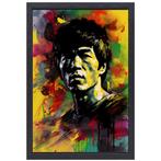 Bruce Lee portret canvas + baklijst 40x60cm., Verzenden