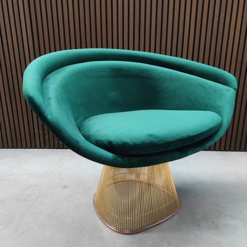 Knoll Warren Platner loungechair - groen velours, Antiek en Kunst, Antiek | Meubels | Stoelen en Sofa's, Ophalen of Verzenden
