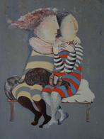 Lithographie Graciela Rodo-Boulanger 2 sœurs sur un banc 197, Antiquités & Art, Enlèvement ou Envoi