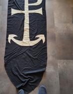 Pax Christie met Anker op zwart doek aan gordijnstok, Antiek en Kunst, Ophalen of Verzenden