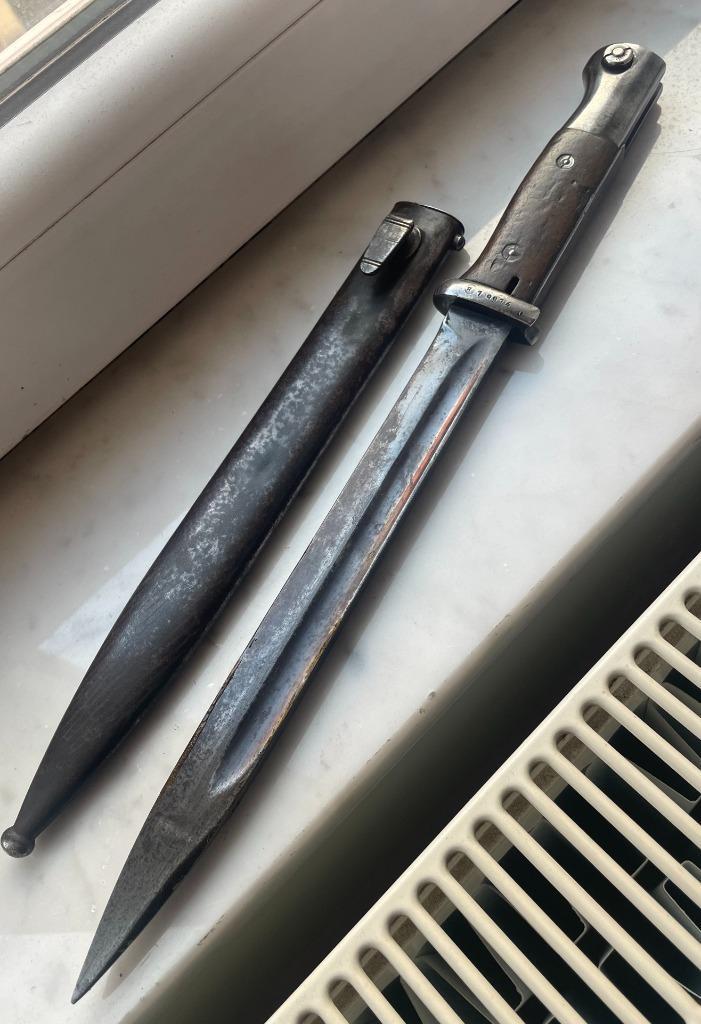 Bajonet Mauser 98K zonder markering fabrikant waa883 Export, Verzamelen, Militaria | Tweede Wereldoorlog, Landmacht, Mes of Dolk