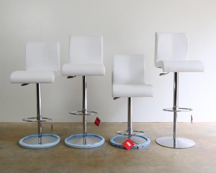 4x Italiaanse MIDJ Design barkrukken echt leer, Huis en Inrichting, Barkrukken, Nieuw, 60 tot 90 cm, Leer, Metaal, 4 krukken, In hoogte verstelbaar