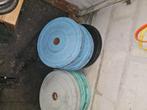 Bumper plates + olympische halterstang, Sport en Fitness, Fitnessmaterialen, Ophalen, Gebruikt, Halterschijven