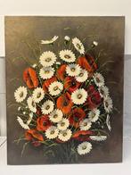 schilderij bloemen: klaprozen, margrieten - G. Declercq, Antiek en Kunst, Verzenden