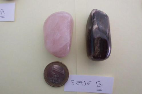 prachtige grote rozenkwarts + versteend hout trommelsteen, Verzamelen, Mineralen en Fossielen, Ophalen of Verzenden