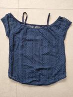 Blauw topje met doorschijnende rug - maat 140, Ophalen of Verzenden, Gebruikt, Meisje, Shirt of Longsleeve