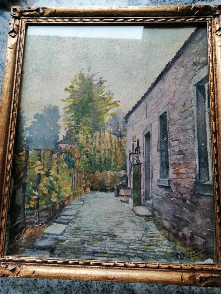 aquarelle sur carton Joseph Aernaut, Antiek en Kunst, Kunst | Schilderijen | Klassiek, Ophalen of Verzenden