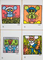 Unieke set (4 Litho+certificaten) Keith Haring “Andy Mouse”, Antiek en Kunst, Ophalen of Verzenden