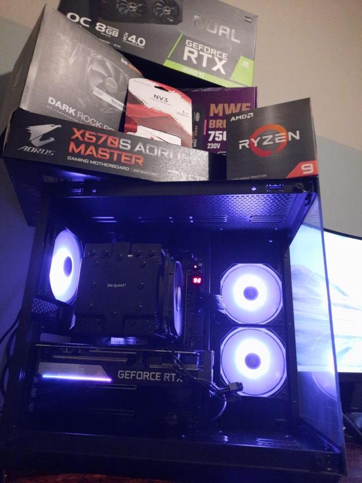 Ryzen 9 / RTX 3060 Ti / X570S AORUS MASTER, Computers en Software, Desktop Pc's, Gebruikt, 4 Ghz of meer, SSD, 16 GB, Met videokaart