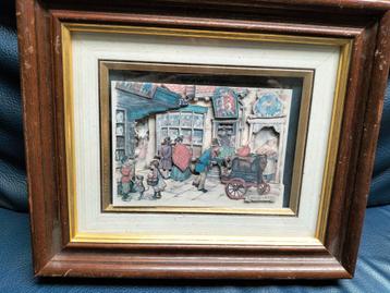 Anton Pieck tekening 3D ingelijst  beschikbaar voor biedingen