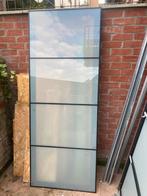 Schuifdeuren van gezandstraald glas en zwarte aluminium, Huis en Inrichting, Ophalen, Gebruikt, Glas