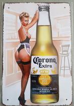 Metalen wandbord 20 cm x 30 cm Pin-up op Corona-bier, Nieuw, Verzenden