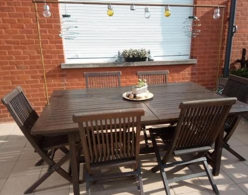 Tuinset teak donker gekleurd. Goede staat. Via bestelwagen, Tuin en Terras, Tuinsets en Loungesets, Gebruikt, Tuinset, Ophalen