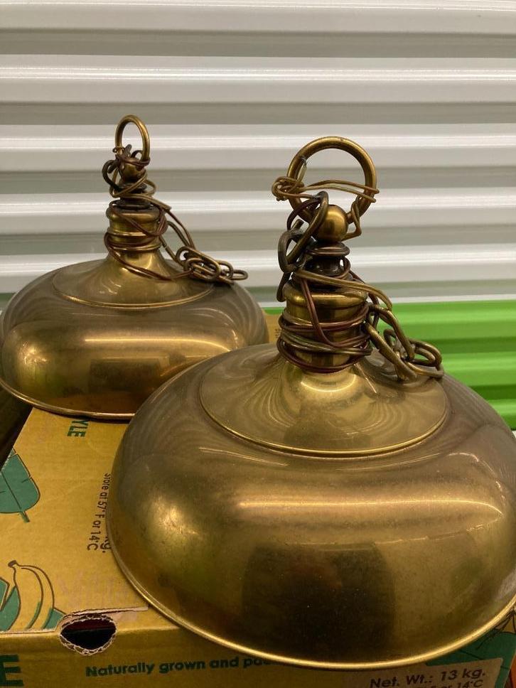 Messing hanglampen industrieel van de jaren '80, Antiek en Kunst, Antiek | Verlichting, Ophalen