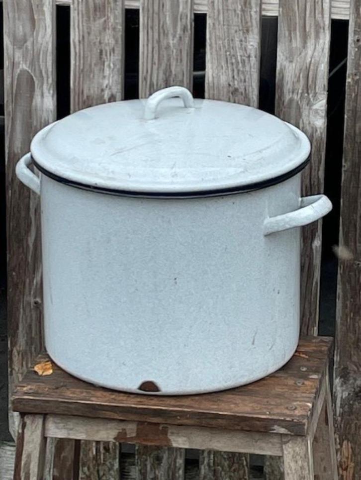 Geëmailleerde vintage kookpot 25 liter, Huis en Inrichting, Keuken | Potten en Pannen, Gebruikt, Ophalen