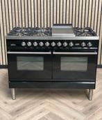 Luxe Zwart Hoogglans Boretti Fornuis Gas/Electro + Frytop, Hete lucht, 60 cm of meer, Ophalen of Verzenden, Zo goed als nieuw