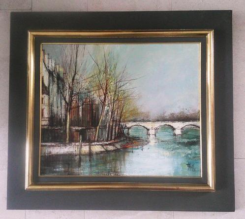 stadsgezicht met brug - Parijs ? - Francois Franc (1926-1989, Antiek en Kunst, Kunst | Schilderijen | Klassiek, Ophalen of Verzenden