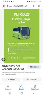 Flixbusvoucher van 97 naar 80 euro., Tickets en Kaartjes, Trein, Bus en Vliegtuig