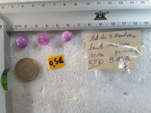 set van 3 knoopjes 11 mm paars halve bol met schacht B113Q, Hobby en Vrije tijd, Naaien en Fournituren, Nieuw, Knoop of Knopen