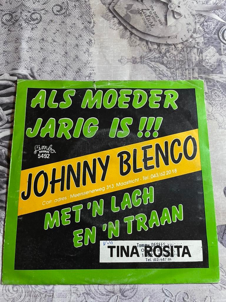 Johnny blenco / tina rosita  als moeder jarig is, Cd's en Dvd's, Ophalen of Verzenden