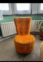 Fauteuil pouf vintage orange fourrure, Ophalen, Gebruikt, Stof