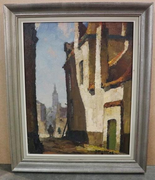 Piet Lippens, wandelaar in een steegje in Gent, Antiek en Kunst, Kunst | Schilderijen | Klassiek, Ophalen of Verzenden