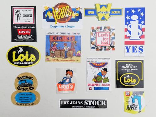 Lot de stickers rétro - mode, vêtements & jeans (2) 70s/80s, Antiquités & Art, Curiosités & Brocante, Enlèvement ou Envoi