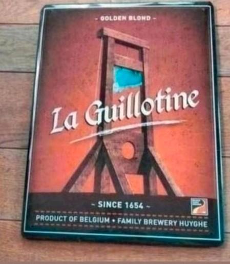 La Guillotine Brewery Huyghe metalen plaat. Conditie: nieuw!, Verzamelen, Biermerken, Nieuw, Duvel, Ophalen of Verzenden