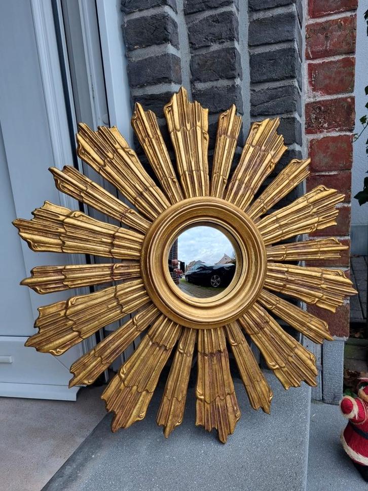 Grote zonnespiegel Deknudt 59cm, Huis en Inrichting, Woonaccessoires | Spiegels, Gebruikt, 50 tot 75 cm, Minder dan 100 cm, Rond