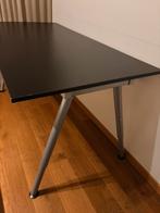 Bureau+ladeblok, zwart essenfineer, Ikea, 160cmLx80cmB, Enlèvement, Réglable en hauteur, Utilisé, Bureau