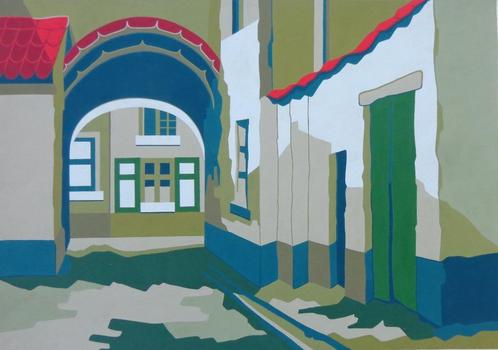 LUCIEN HEIRWEGH / STEEGJE / ORIGINEEL WERK / 37x55cm, Antiek en Kunst, Kunst | Schilderijen | Modern, Ophalen of Verzenden