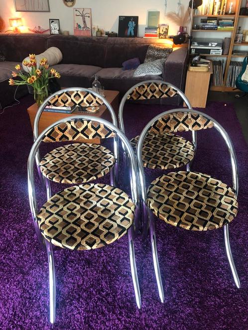 Originele jaren ‘70 chroom stoelen, Maison & Meubles, Chaises, Utilisé, Quatre, Autres matériaux, Autres couleurs, Enlèvement