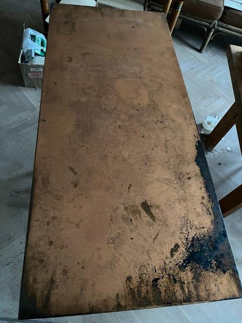 Koperen tafelblad, Huis en Inrichting, Tafelonderdelen, Gebruikt, Tafelblad, 100 tot 150 cm, 50 tot 100 cm, Rechthoekig, Metaal