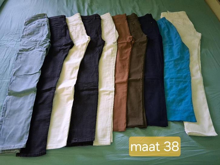 9 broeken - maat 38, Kleding | Dames, Broeken en Pantalons, Gedragen, Maat 38/40 (M), Lang, Ophalen of Verzenden