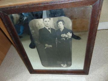 Brocante fotolijst met spiegel passe partout beschikbaar voor biedingen