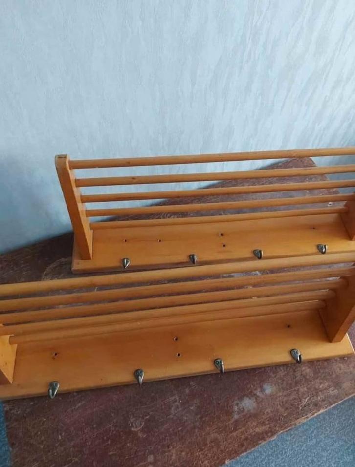 Kapstok vintage set van 2 (pannenrek Piet Zwart), Huis en Inrichting, Woonaccessoires | Kapstokken, Hout, Ophalen