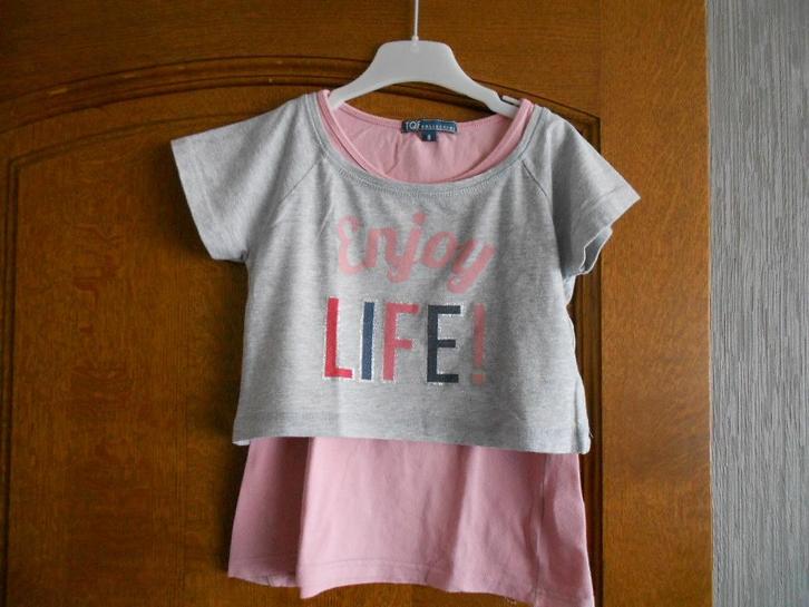 sportief setje TQF mt 128, Kinderen en Baby's, Kinderkleding | Maat 128, Gebruikt, Meisje, Shirt of Longsleeve, Ophalen of Verzenden