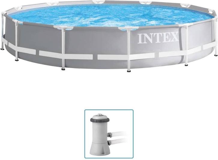 INTEX Premium ZWEMBAD 366x76 cm INCL Dekzeil+Onderhoudsset, Tuin en Terras, Zwembaden, Gebruikt, Opzetzwembad, Minder dan 80 cm