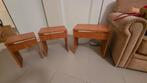 Trois tables gigognes basses en beau bois, Moins de 55 cm, Comme neuf, Enlèvement, Rectangulaire