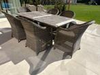 Tuinset 8-Persoons – Teakhouten Tafel & Wicker Stoelen, Tuin en Terras, Gebruikt, Ophalen of Verzenden, 8 zitplaatsen, Wicker
