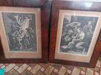 set van 2 antieke religieuze prenten, Enlèvement