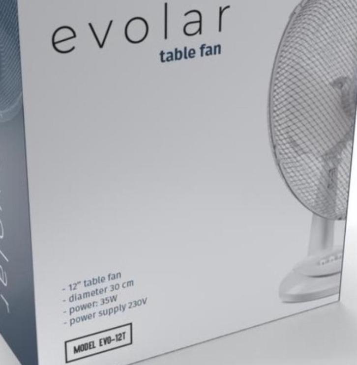 Tafelventilator (‘Oscillerend’) Merk ‘Evolar’, Elektronische apparatuur, Ventilatoren, Nieuw, Tafelventilator, Ophalen of Verzenden