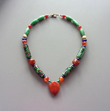 Ketting met antieke ruilkralen Millefiori uit Venetië beschikbaar voor biedingen