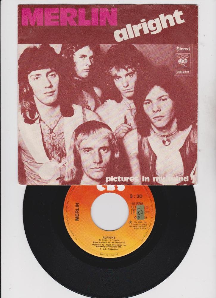 Merlin  – Alright    1974   Glam Rock, Cd's en Dvd's, Vinyl Singles, Gebruikt, Single, Rock en Metal, 7 inch, Ophalen of Verzenden