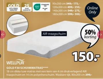 Gold F30 schuimmatras 18cm dikke luxe matras