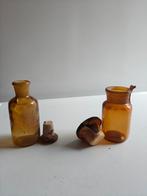 Apothekersfles 50 ml NIEUW bruin glas incl. glazen sto, Antiek en Kunst, Ophalen of Verzenden