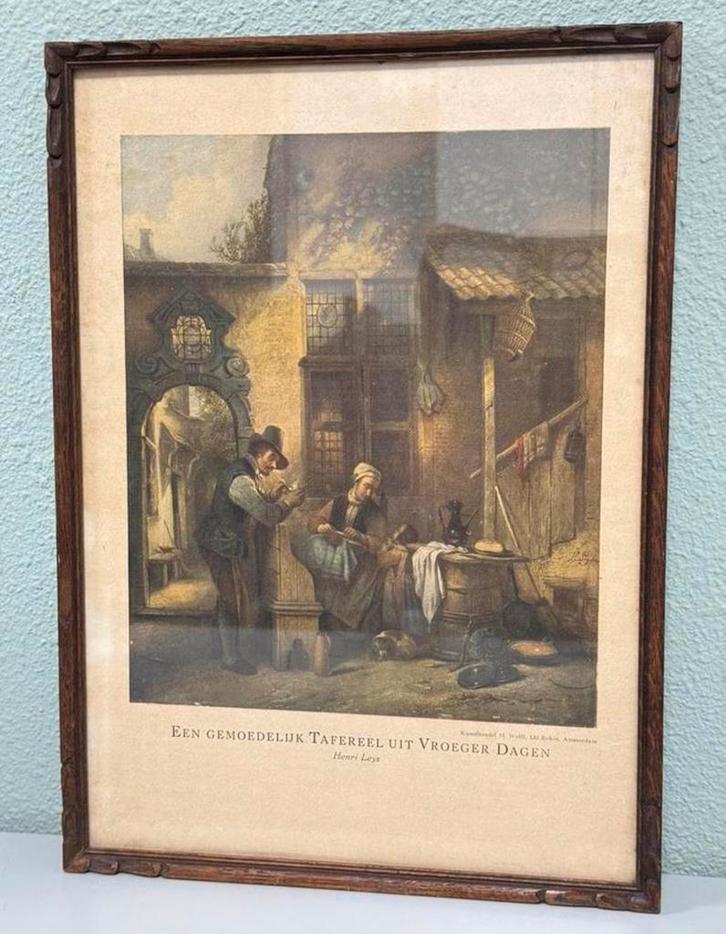 Antieke Foto Prent kunstwerk Kunsthandel M. Wolff Henri Leys, Antiek en Kunst, Kunst | Tekeningen en Fotografie, Ophalen of Verzenden