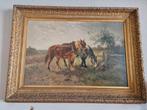 Zeer groot !! OLIE OP DOEK: Henry Schouten " paarden in wei, Ophalen