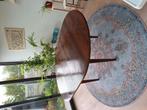 fineer notelaar rond 120 cm - uitgeschoven 180 cm, Huis en Inrichting, Tafels | Salontafels, Ophalen, Gebruikt, Rond